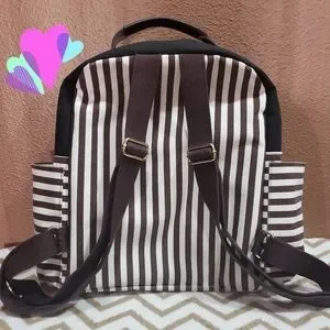 Brand NEW! Henri Bendel Black Backpack with Striped Wallet NEW Henri Bendel Black Leather Convertible Tote Backpack  main image 4